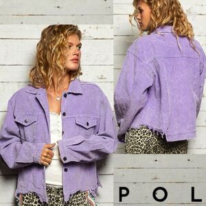 POL Purple Shacket Button Down Corduroy Trucker Layering Jacket Medium NEW